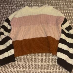 Truly Madly Deeply Soft Multi Color Striped Oversized Womens Sweater Small